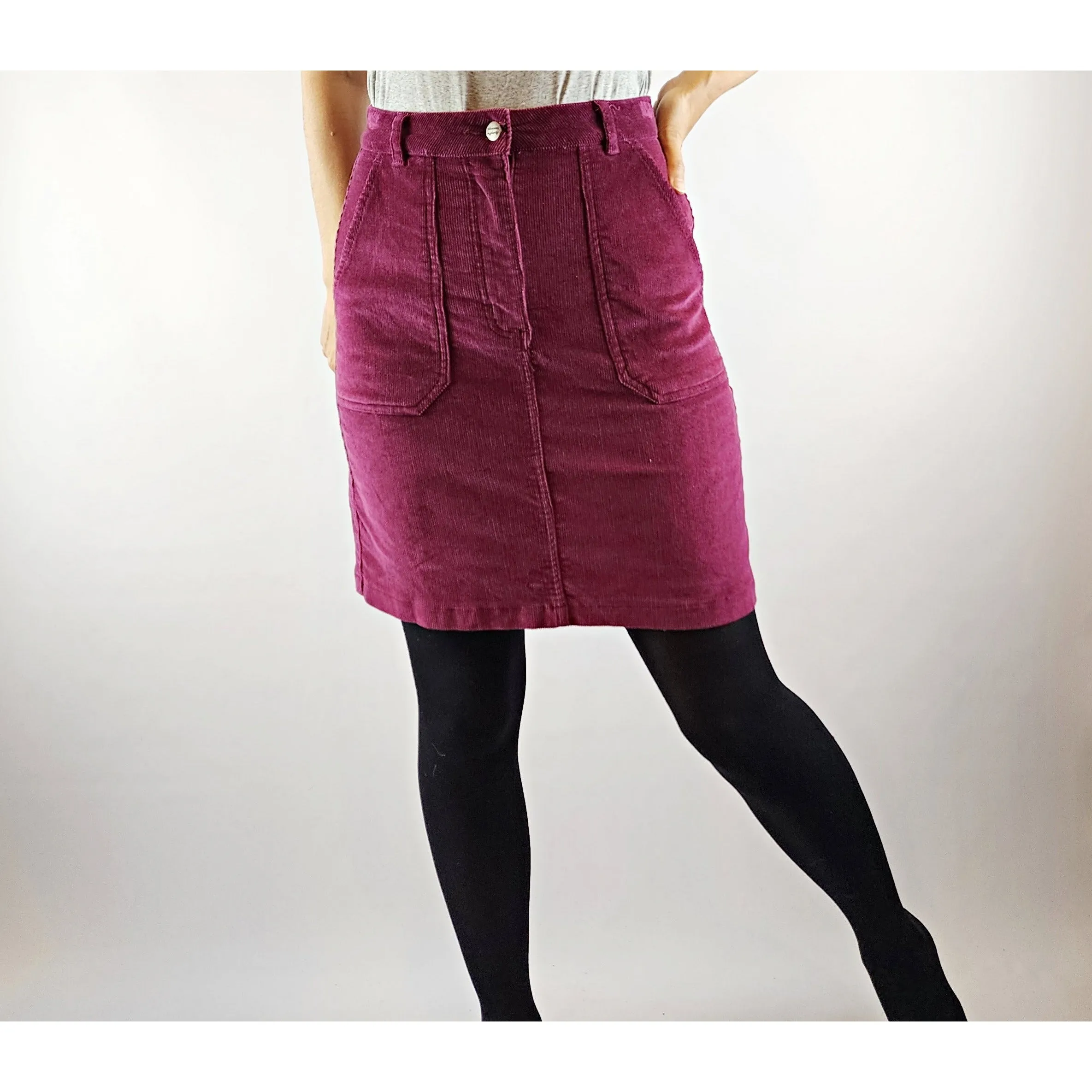 Princess Highway plum red thin cord skirt with pockets size 8