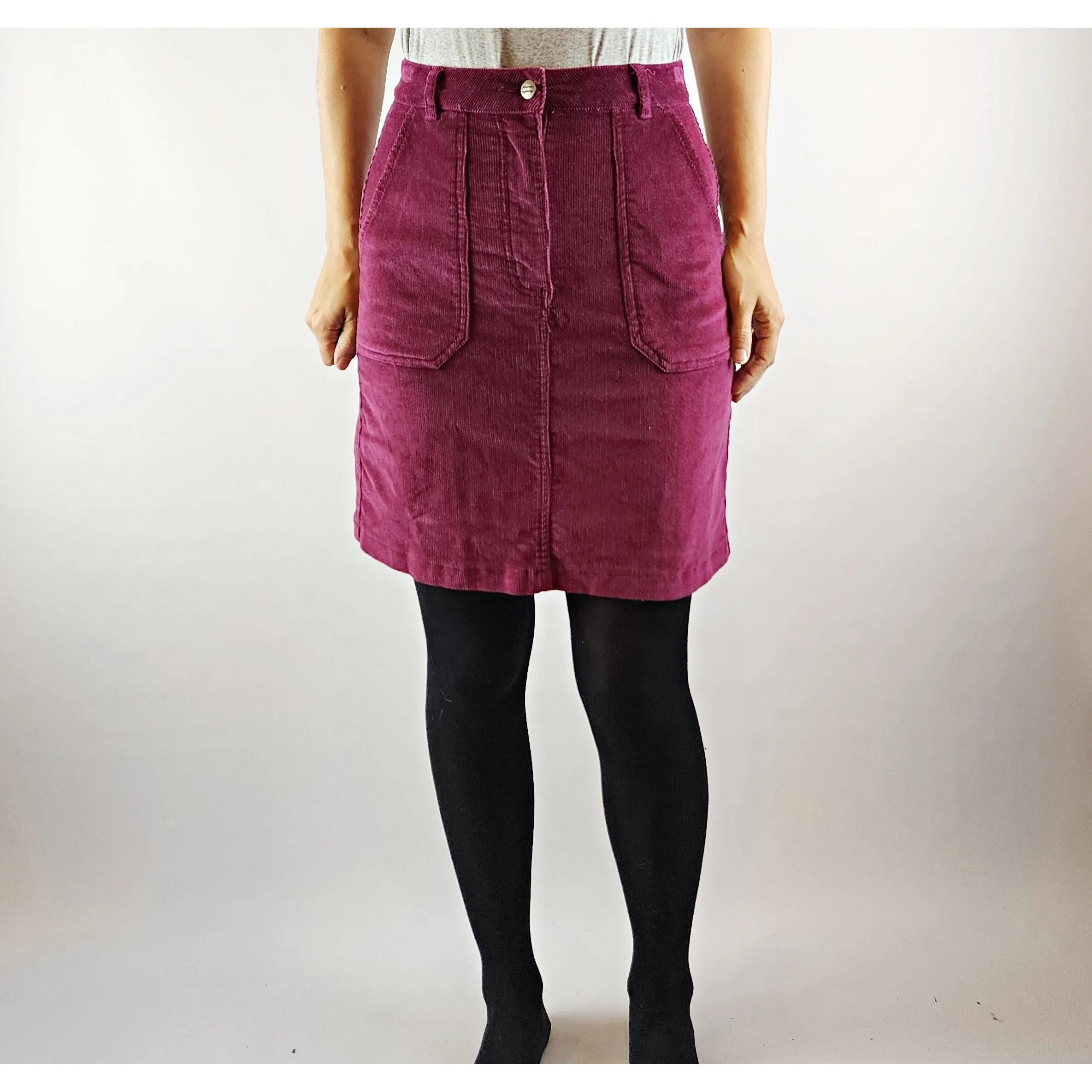Princess Highway plum red thin cord skirt with pockets size 8