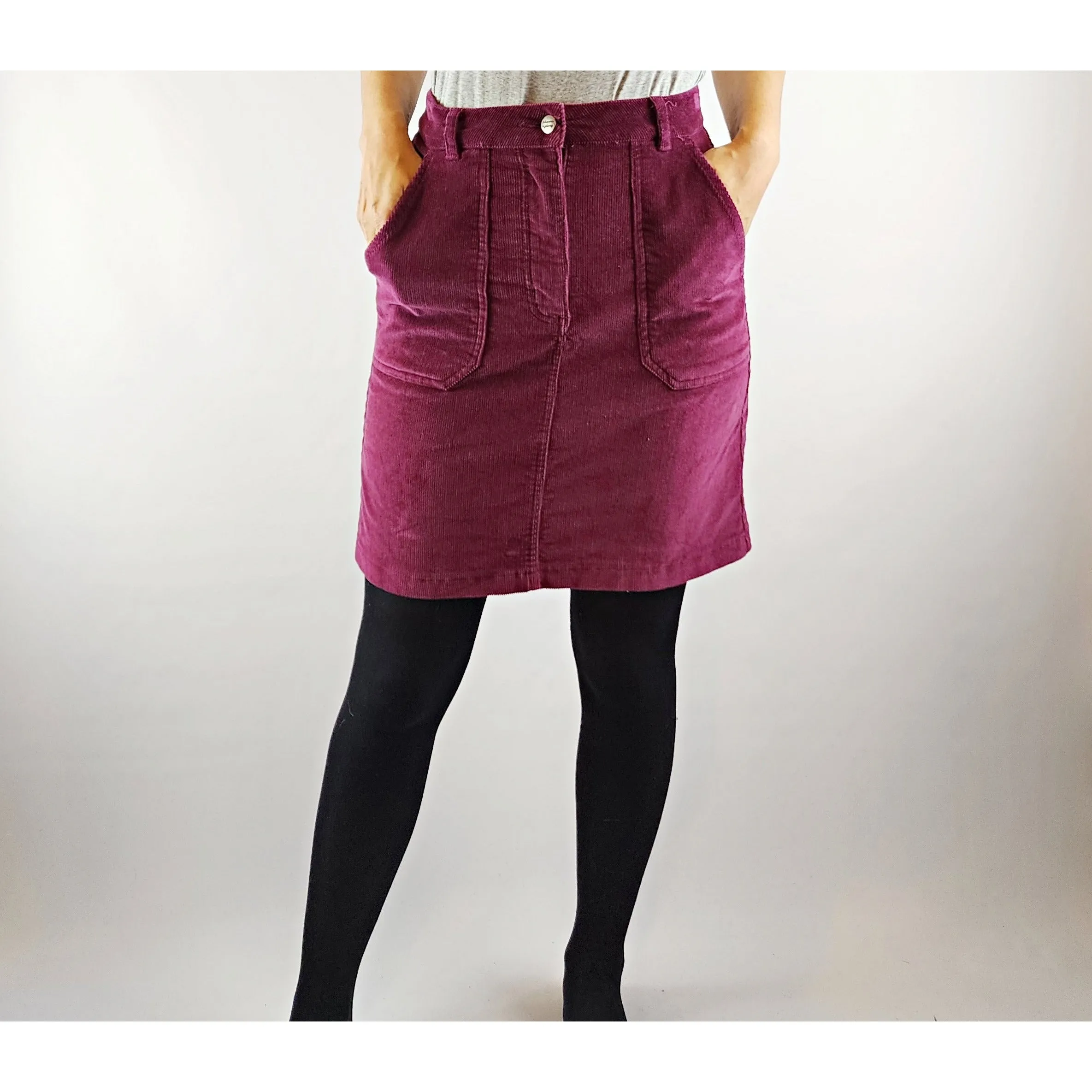 Princess Highway plum red thin cord skirt with pockets size 8