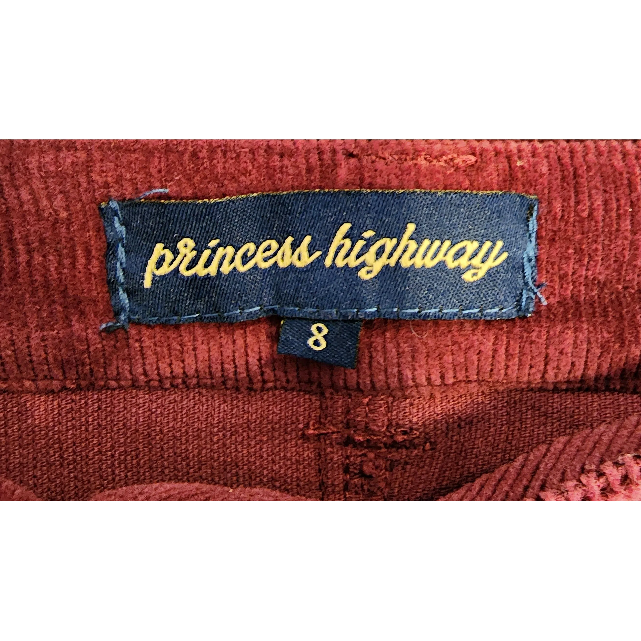 Princess Highway plum red thin cord skirt with pockets size 8