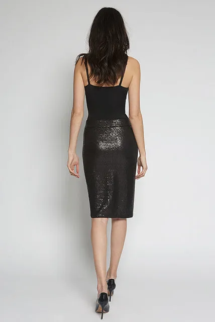 PULL ON SKIRT Sequins Black