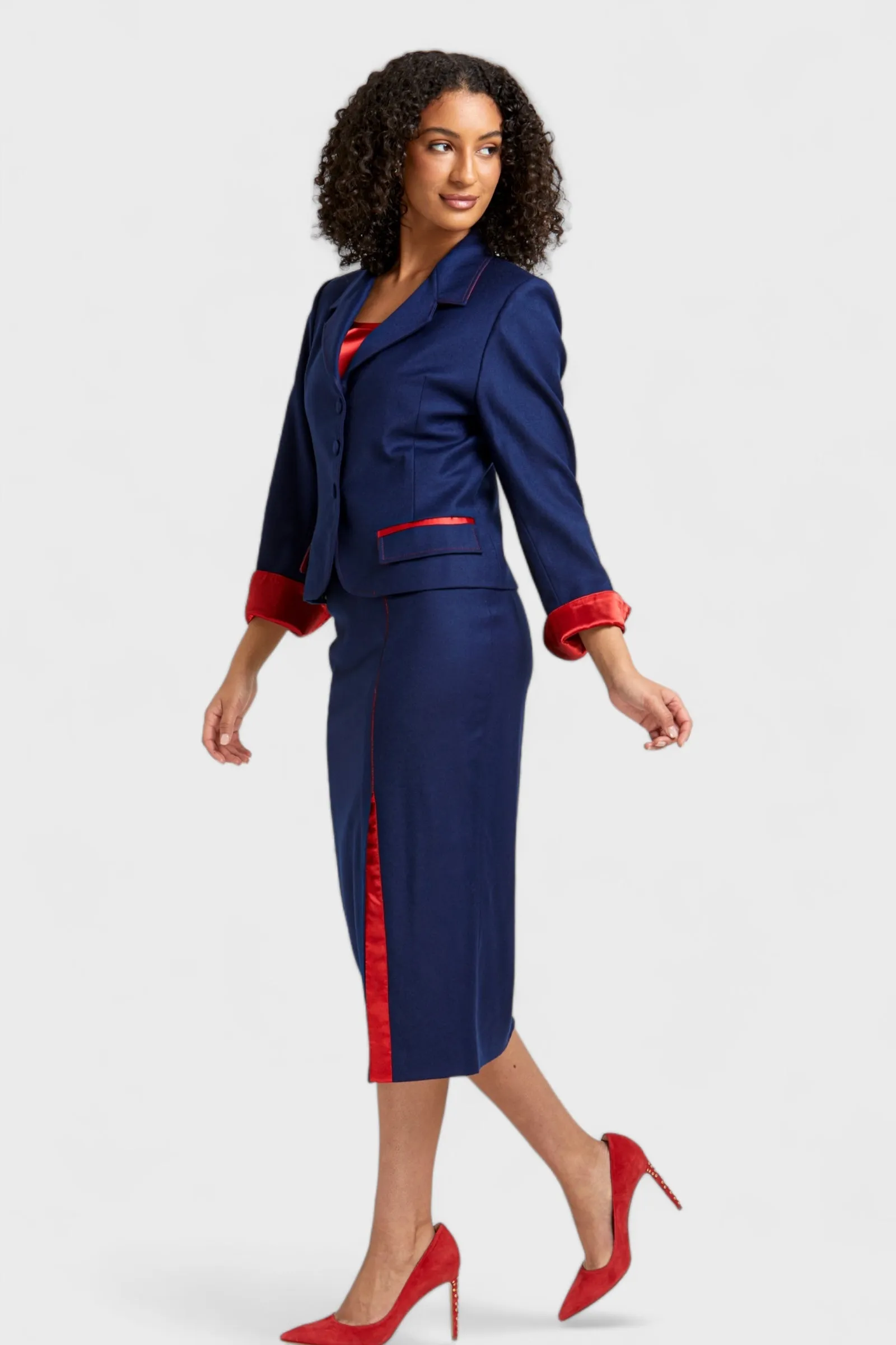 Ravenna Blue Jacket Skirt Set