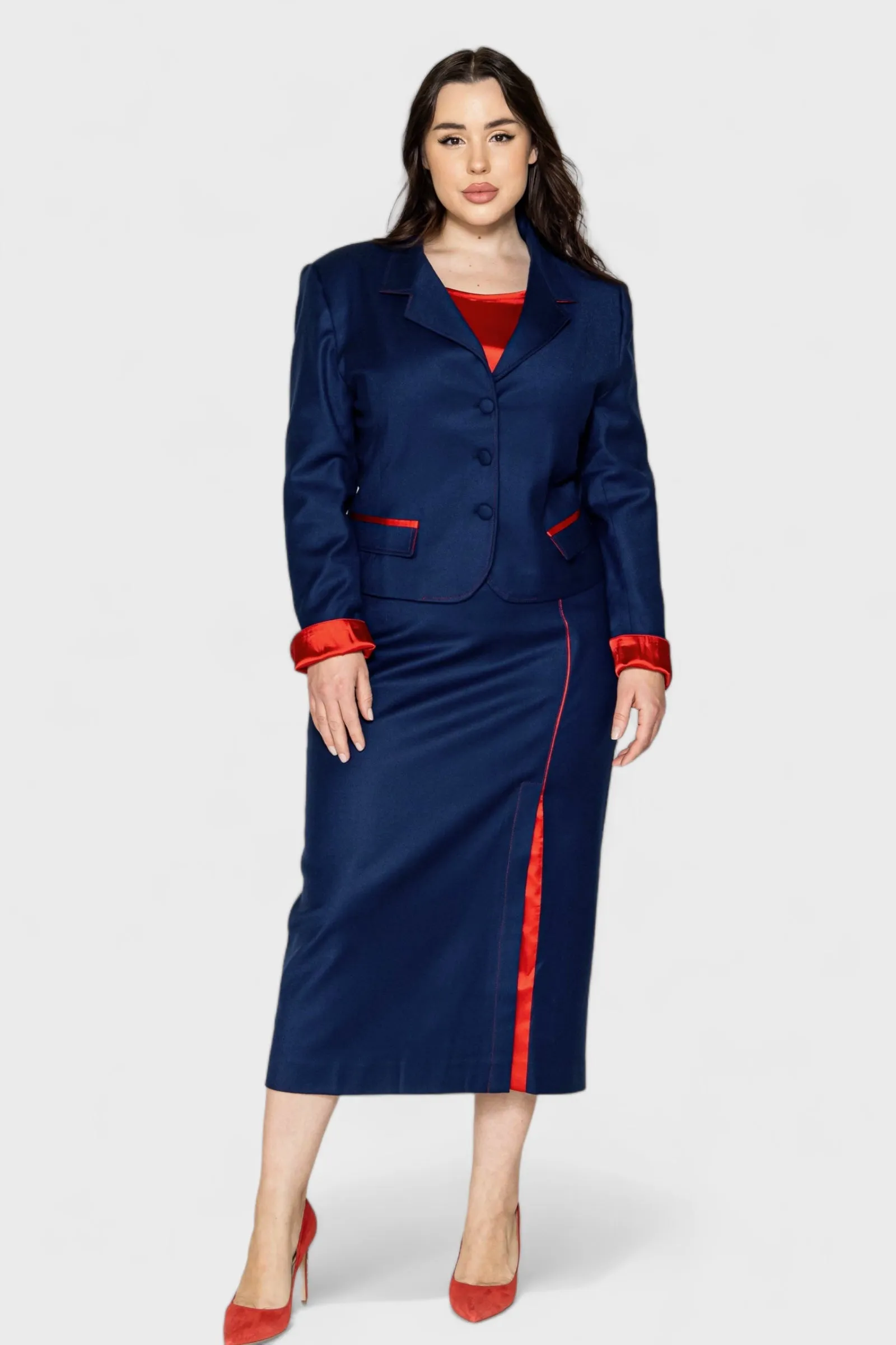 Ravenna Blue Jacket Skirt Set