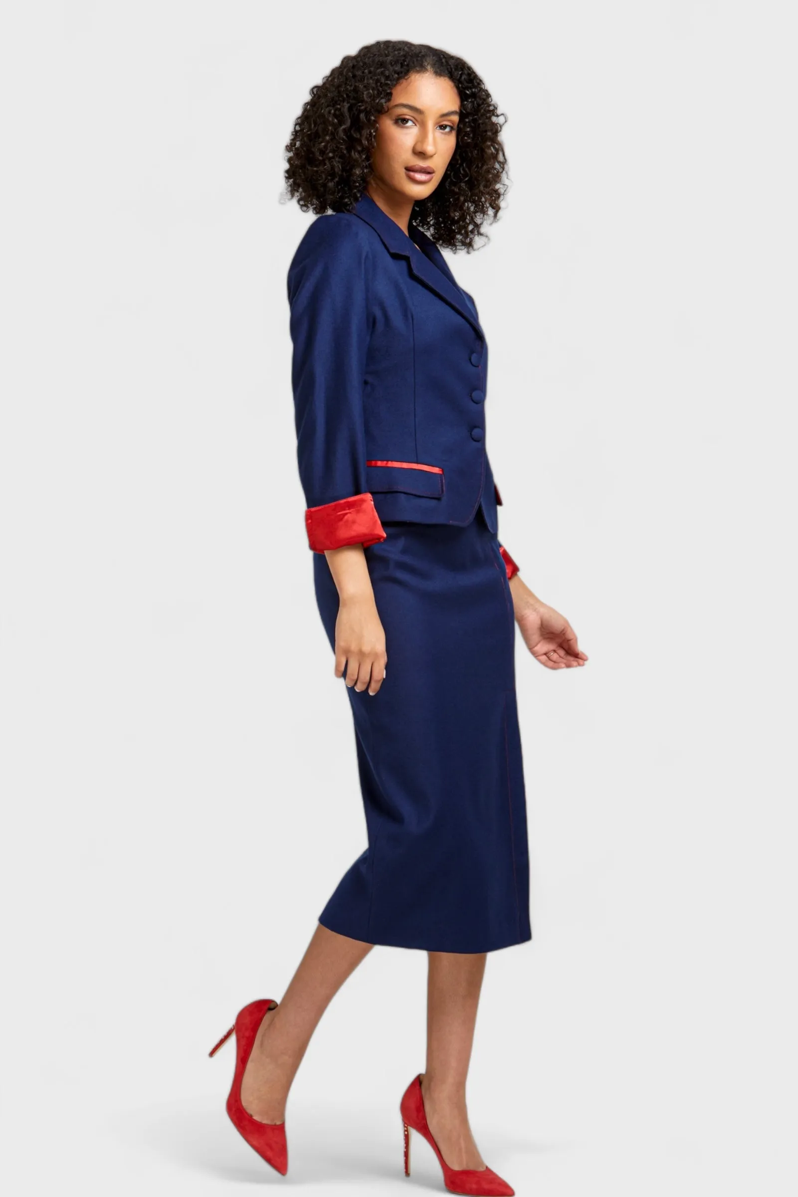 Ravenna Blue Jacket Skirt Set