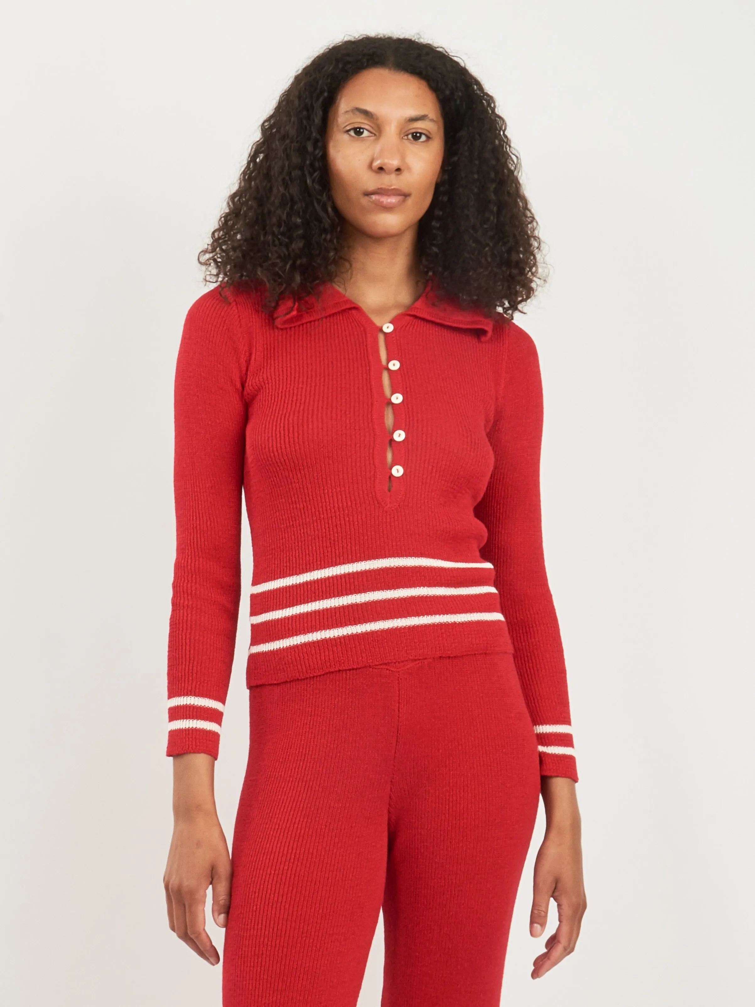 Red Quincy Stripe Polo