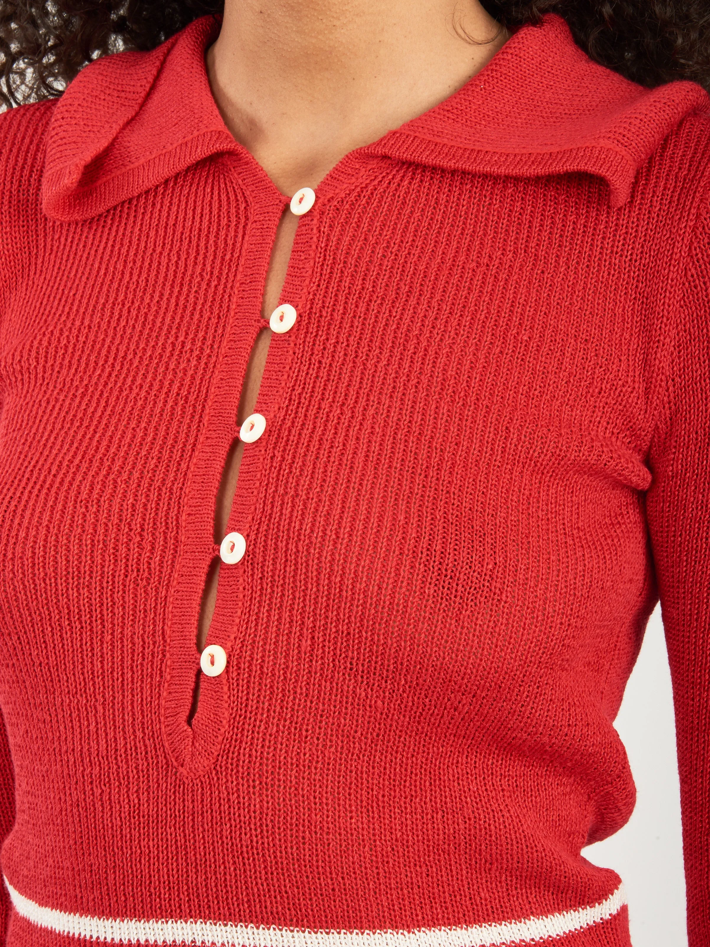 Red Quincy Stripe Polo
