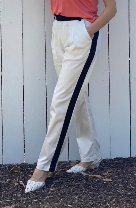 RHODES White Twill Tuxedo Pant