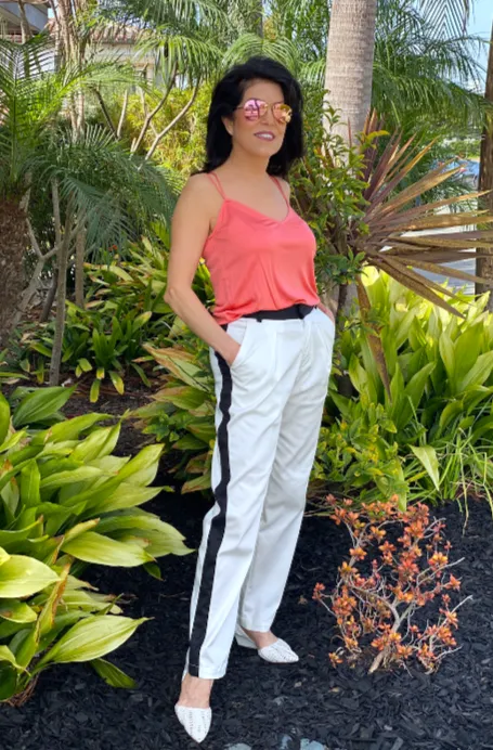 RHODES White Twill Tuxedo Pant