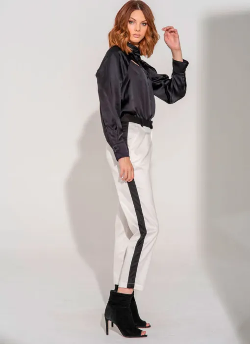 RHODES White Twill Tuxedo Pant