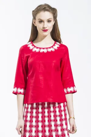 Ribbon Threaded Circle Blouse Style 1799