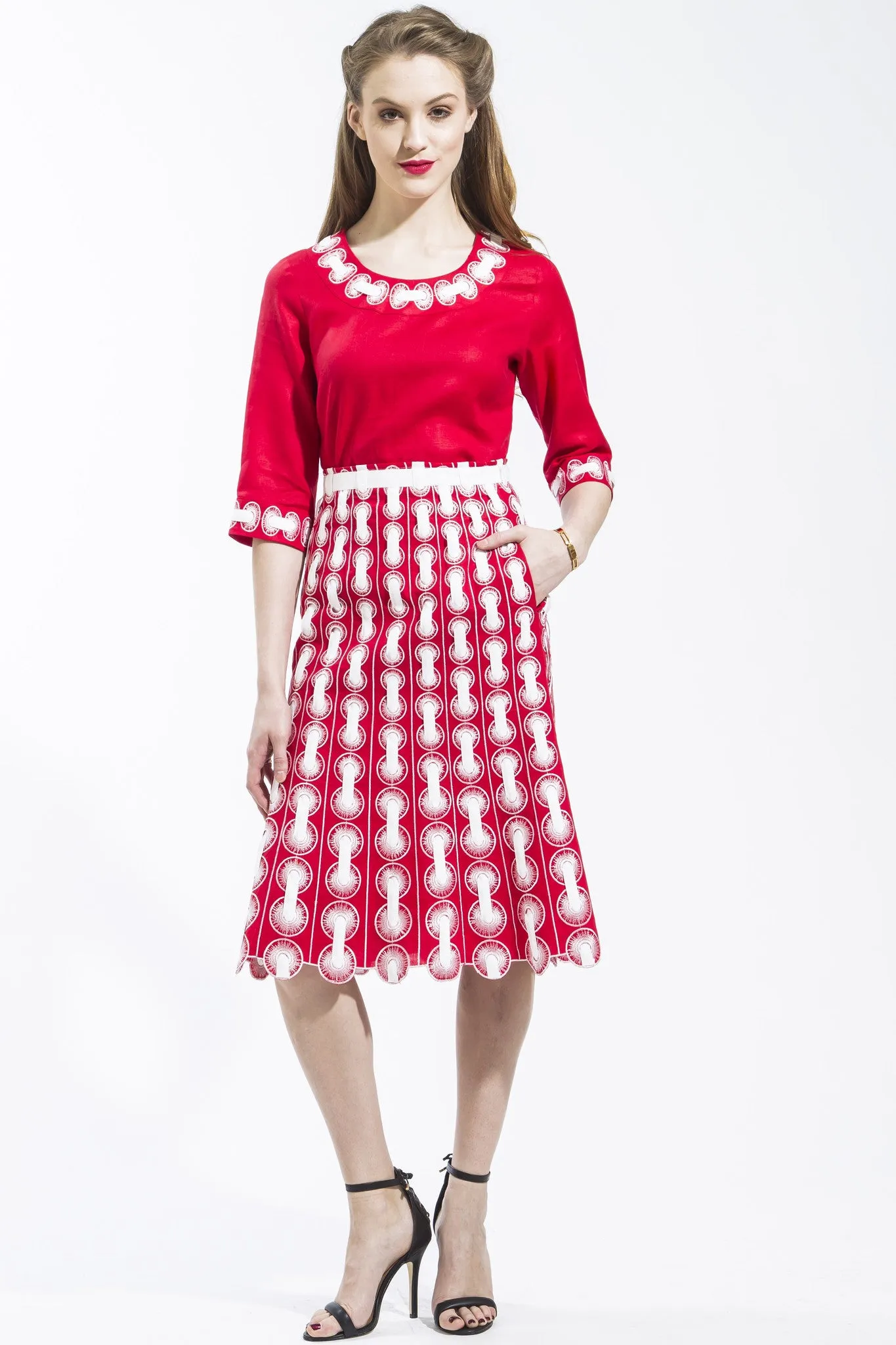 Ribbon Threaded Circle Blouse Style 1799