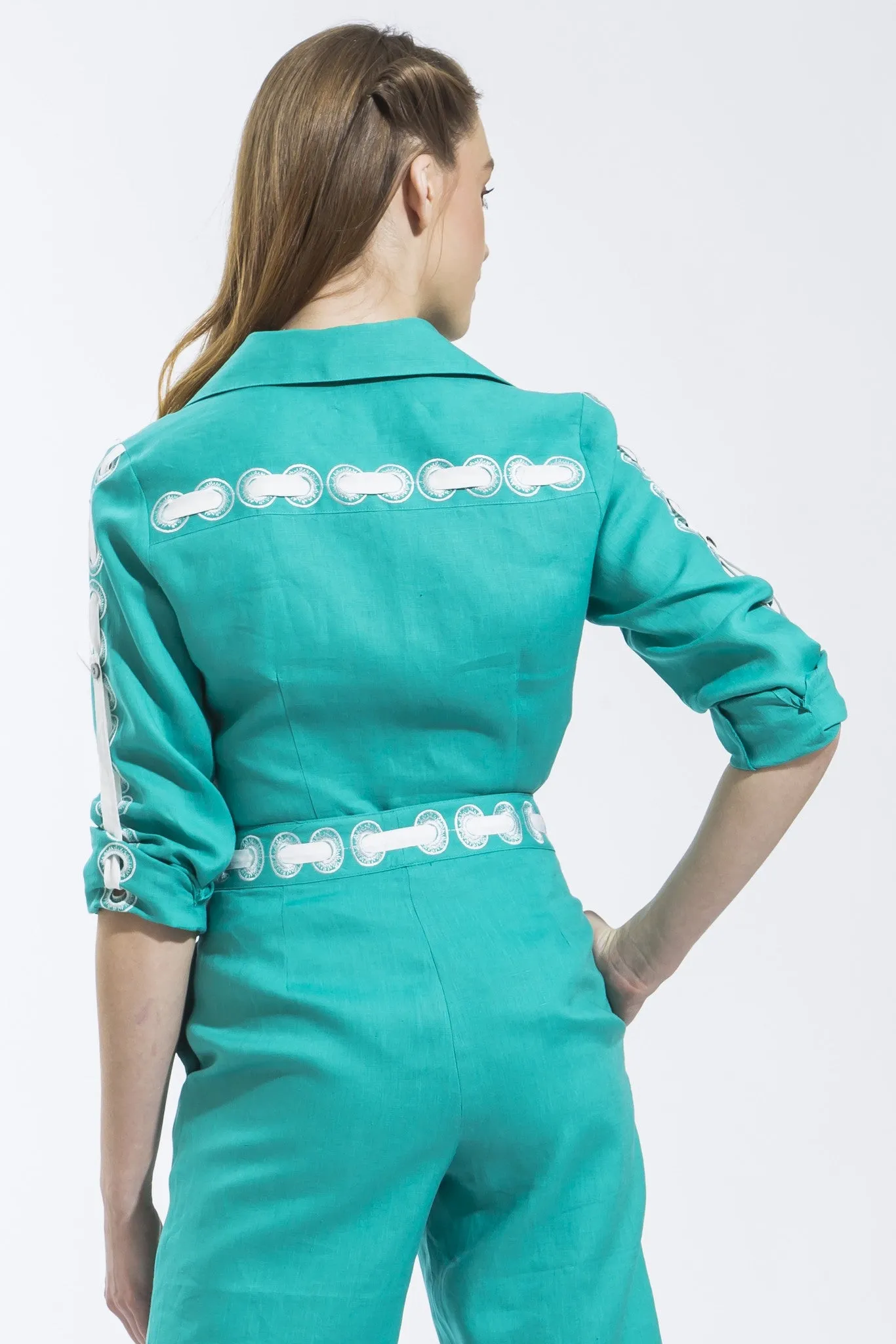 Ribbon Threaded Circle Shirt (Jade) Style 1815