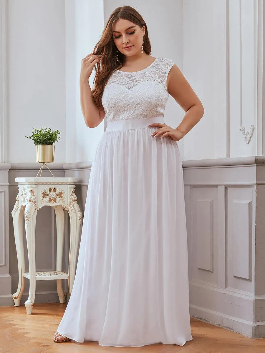 Robe de demoiselle d'honneur classique à col rond et dos en dentelle(Vente finale)