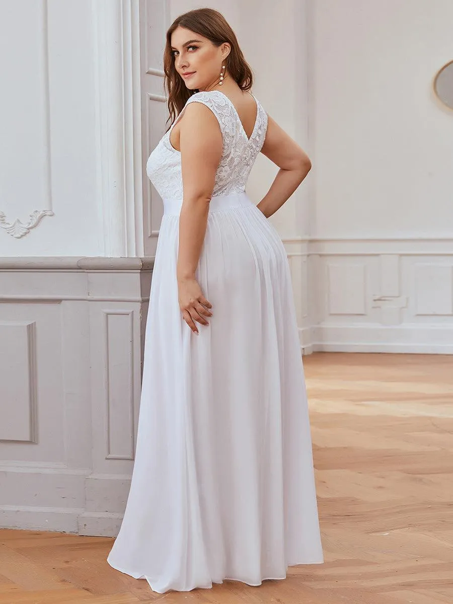 Robe de demoiselle d'honneur classique à col rond et dos en dentelle(Vente finale)