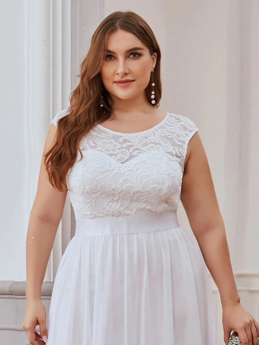 Robe de demoiselle d'honneur classique à col rond et dos en dentelle(Vente finale)