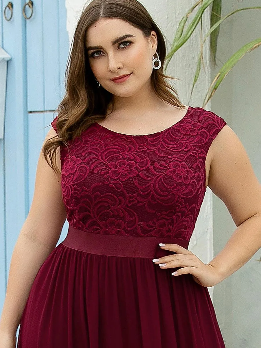 Robe de demoiselle d'honneur classique à col rond et dos en dentelle(Vente finale)