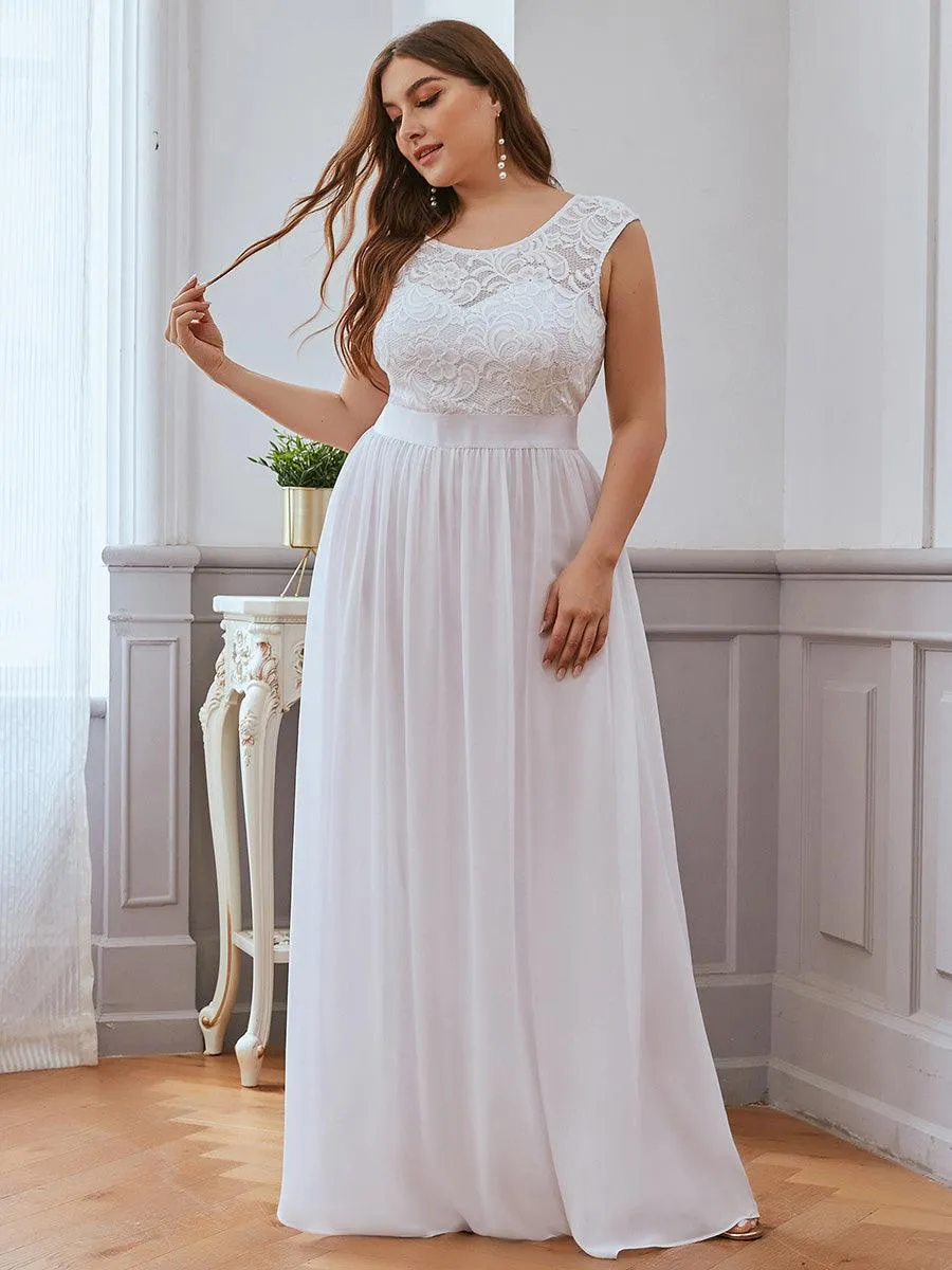 Robe de demoiselle d'honneur classique à col rond et dos en dentelle(Vente finale)