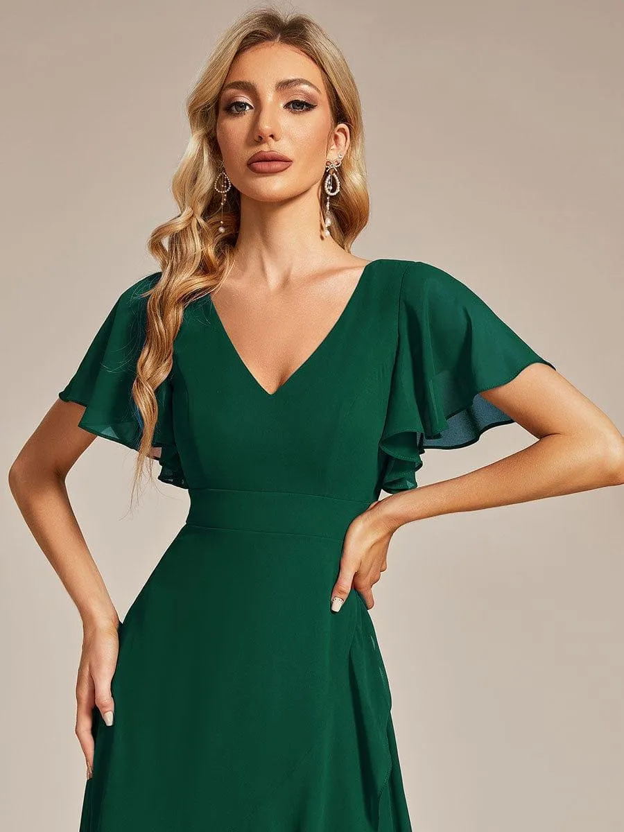 Robe de soirée cocktail volants en mousseline glamour