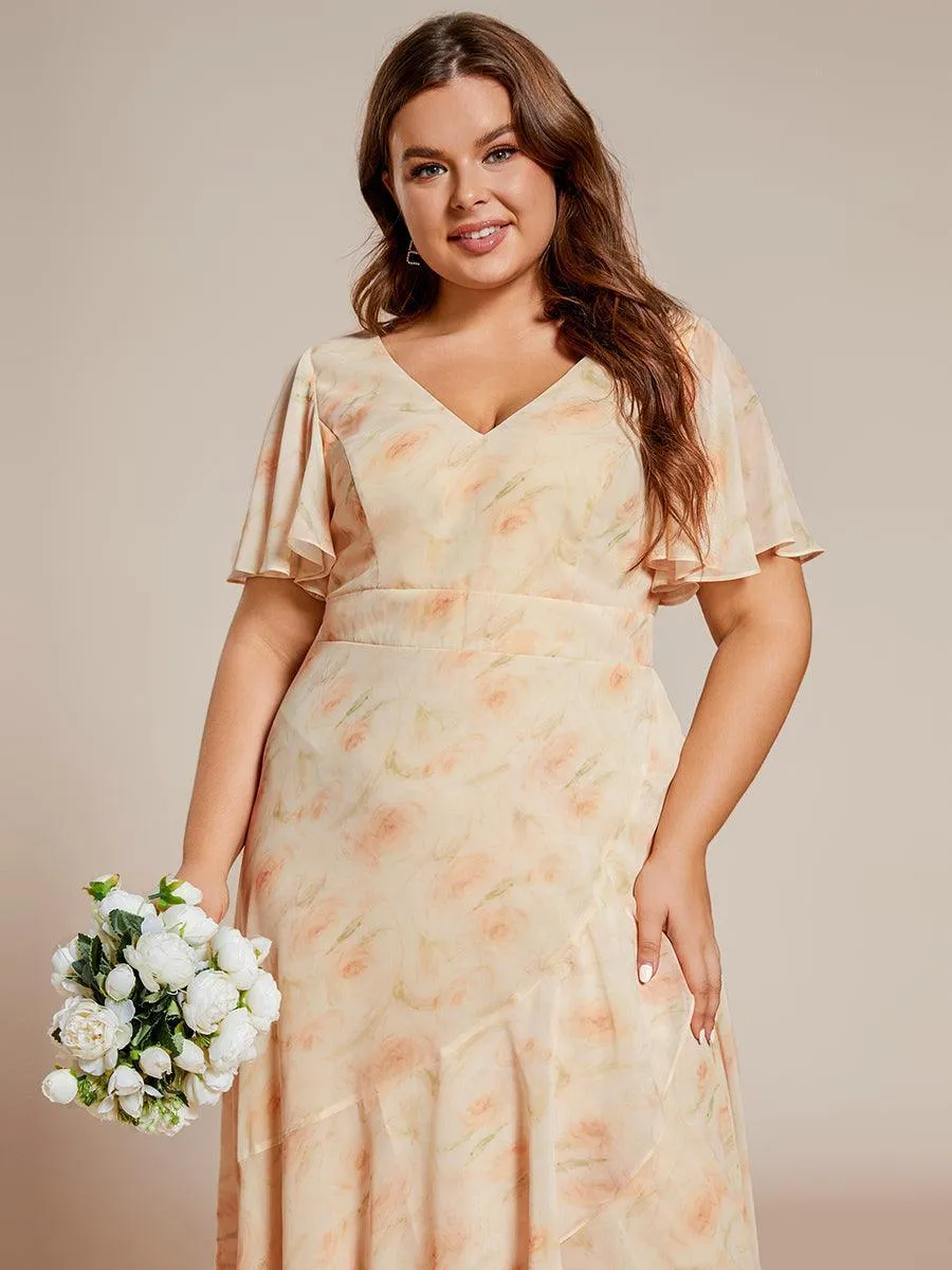 Robe de soirée cocktail volants en mousseline glamour