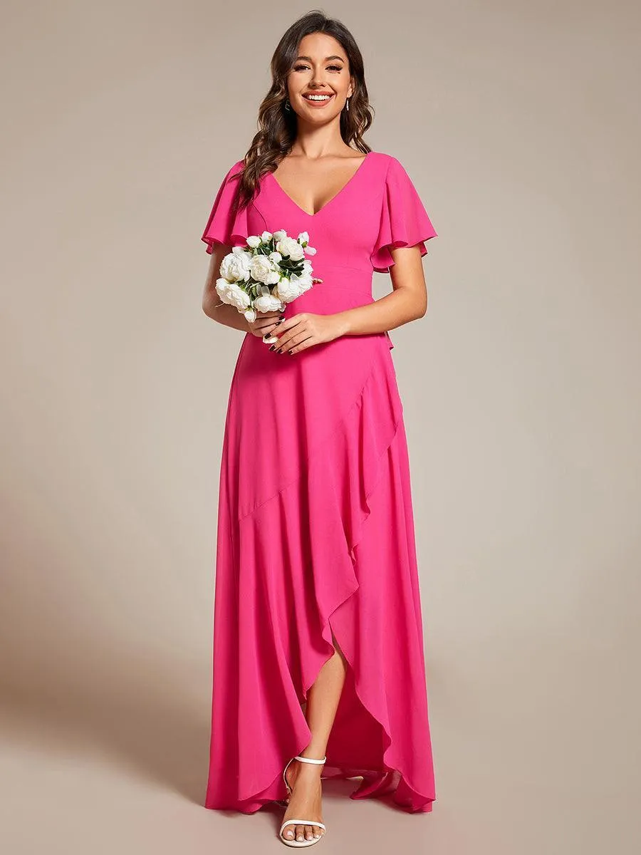 Robe de soirée cocktail volants en mousseline glamour