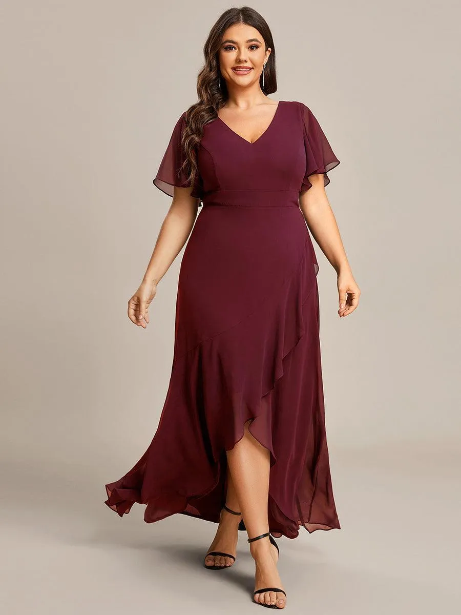 Robe de soirée cocktail volants en mousseline glamour