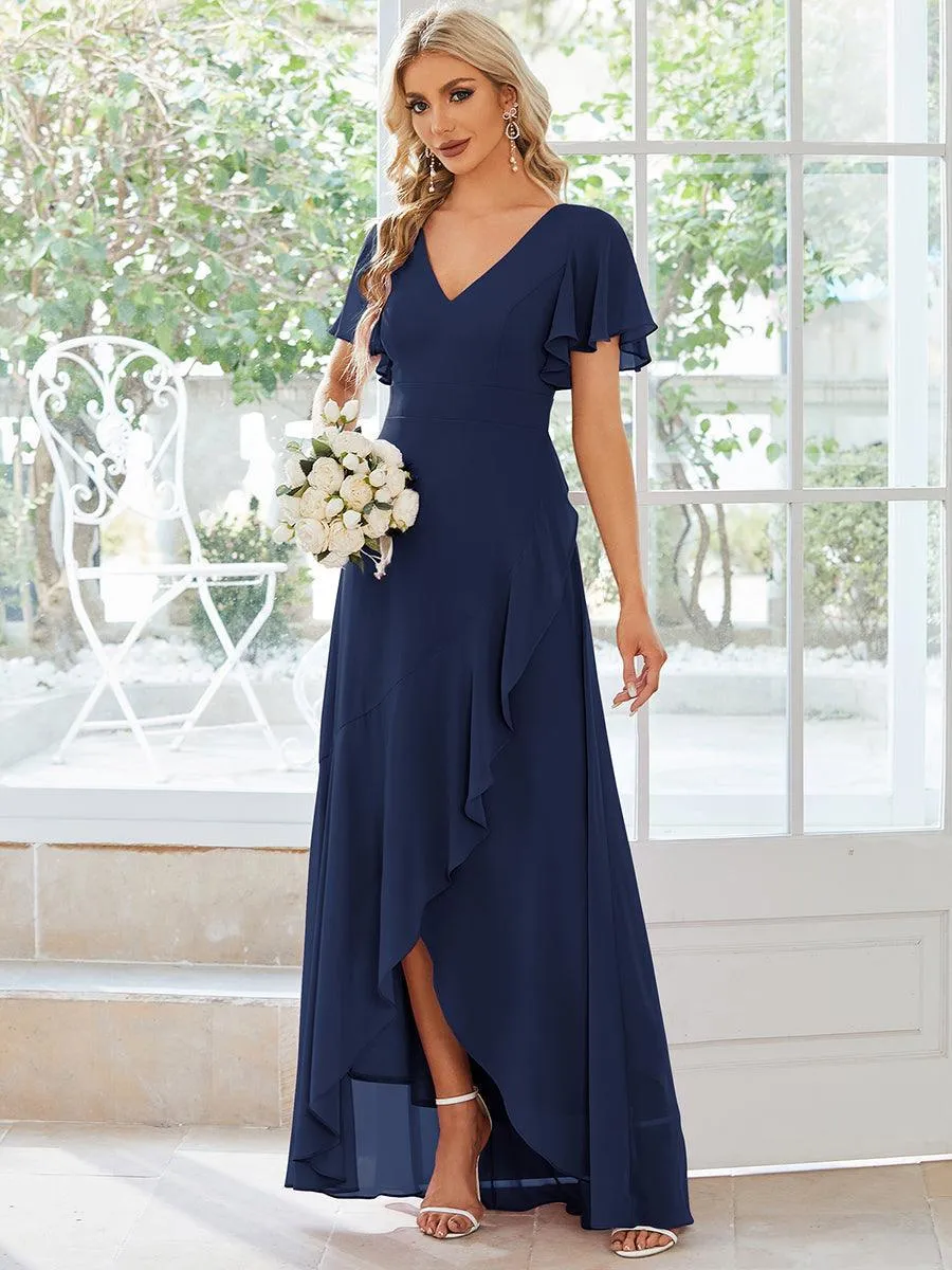 Robe de soirée cocktail volants en mousseline glamour