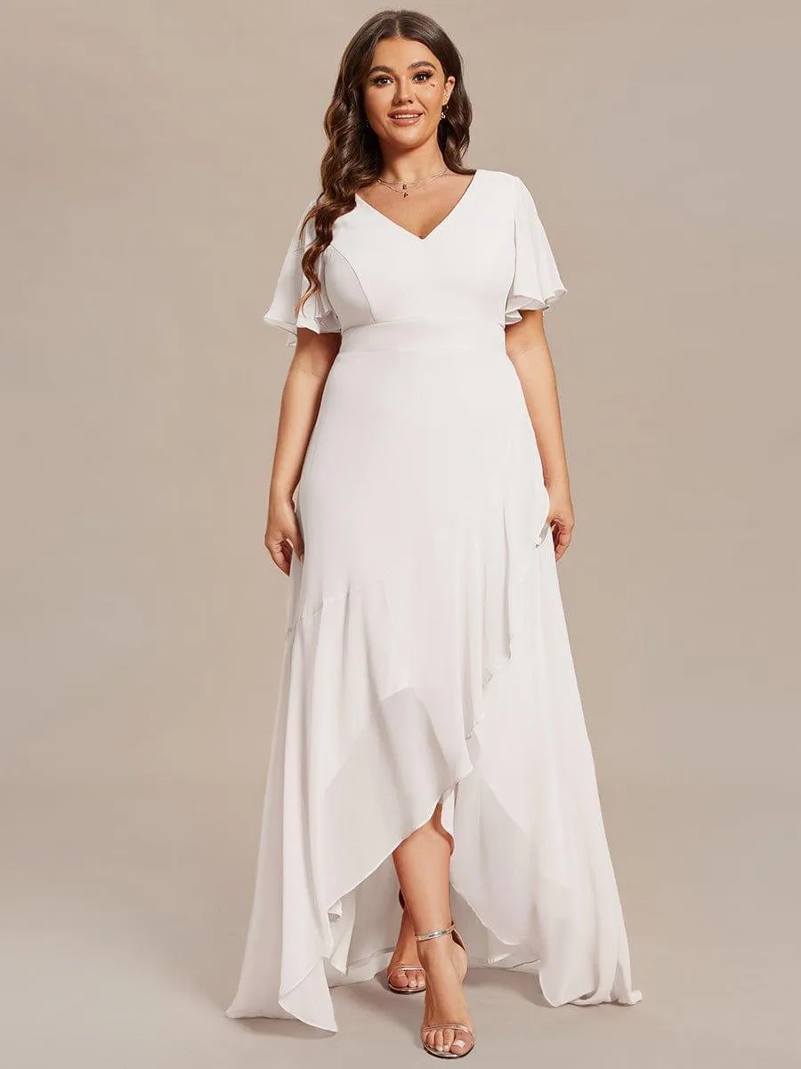 Robe de soirée cocktail volants en mousseline glamour