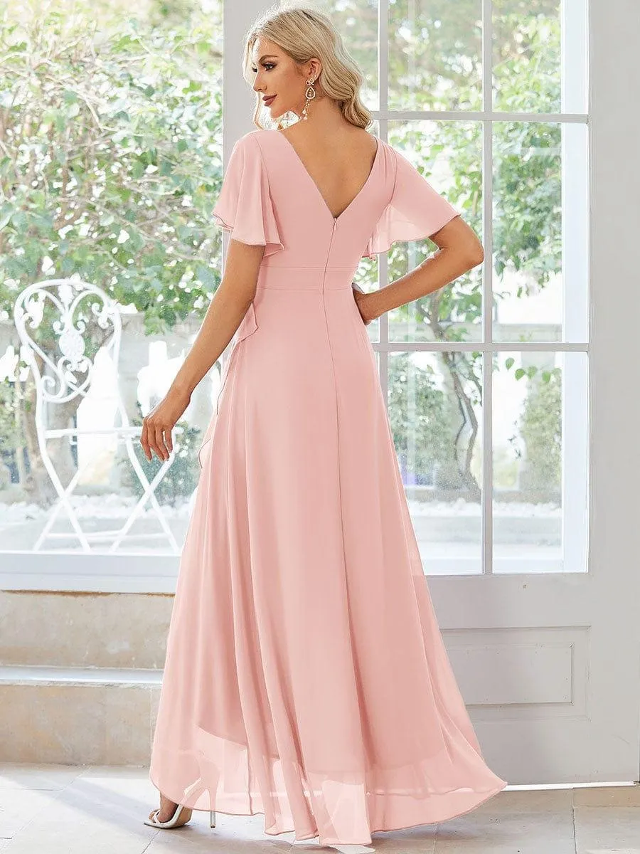 Robe de soirée cocktail volants en mousseline glamour