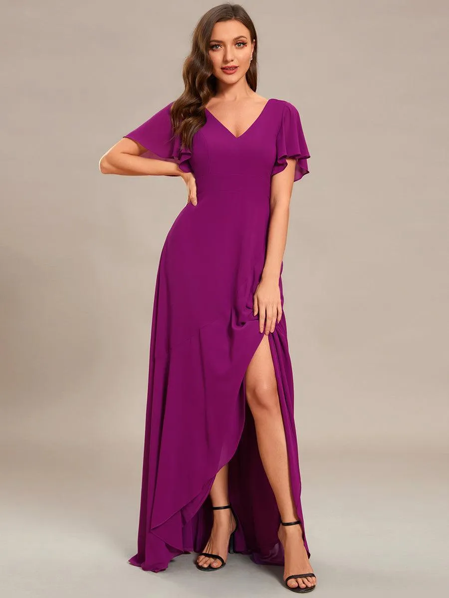Robe de soirée cocktail volants en mousseline glamour