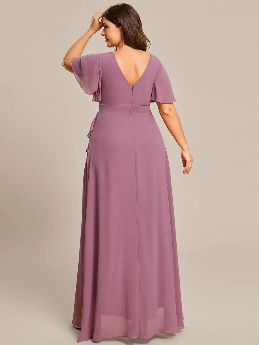 Robe de soirée cocktail volants en mousseline glamour