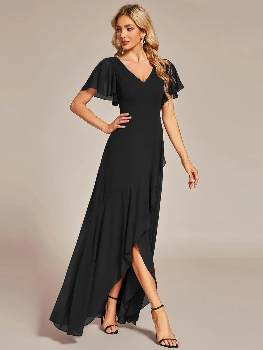Robe de soirée cocktail volants en mousseline glamour