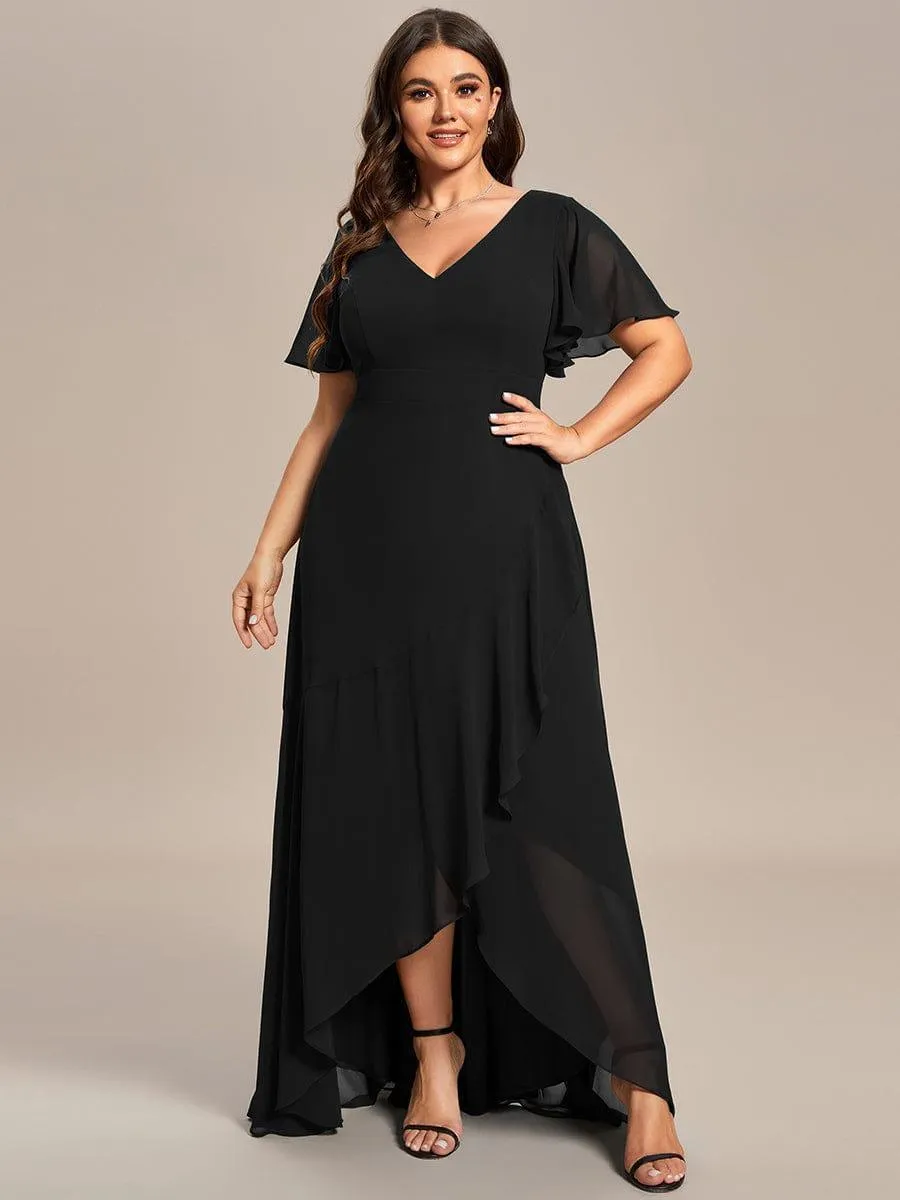 Robe de soirée cocktail volants en mousseline glamour