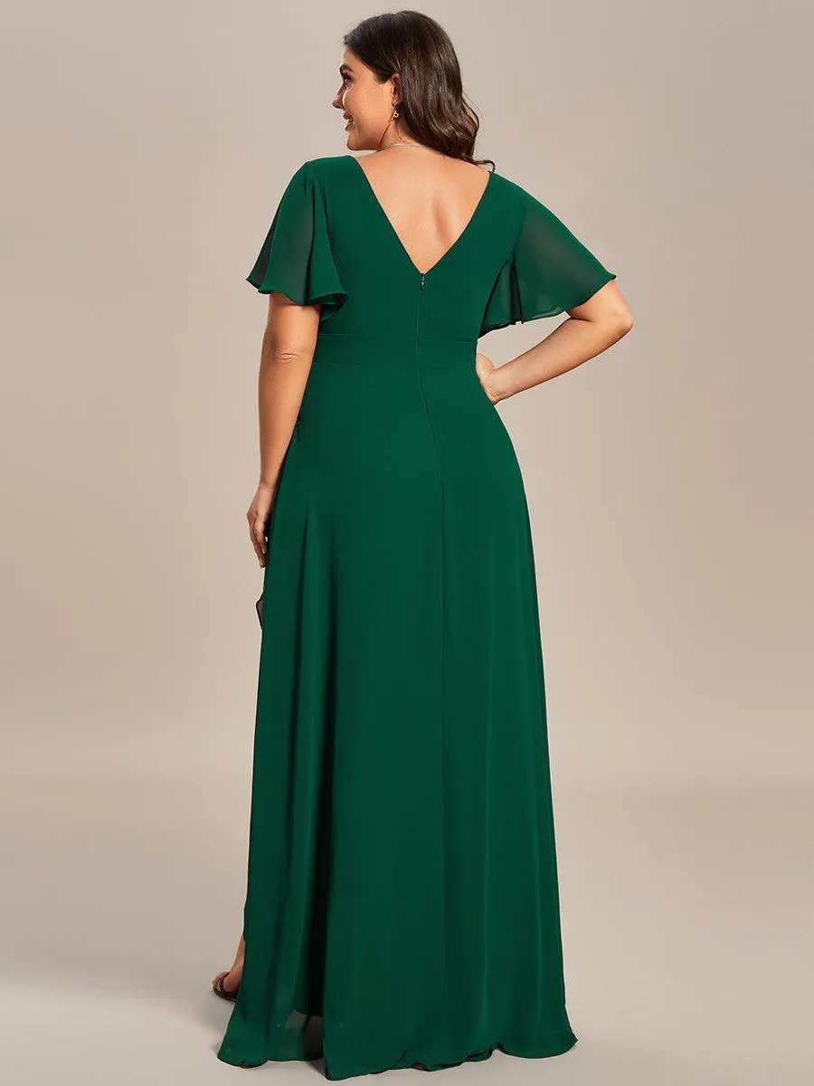 Robe de soirée cocktail volants en mousseline glamour