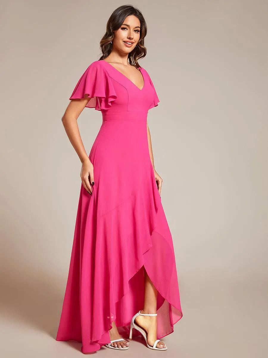 Robe de soirée cocktail volants en mousseline glamour