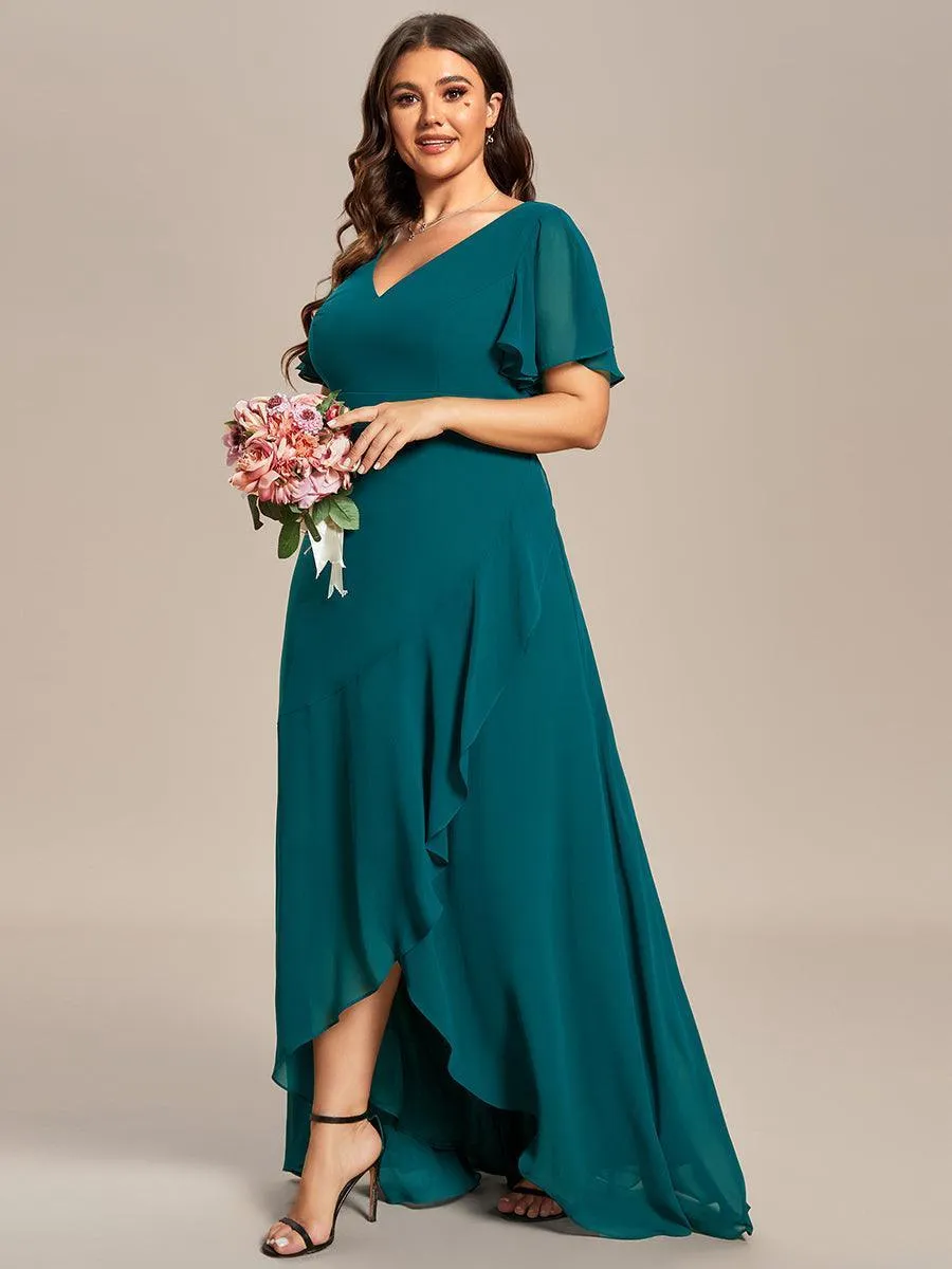 Robe de soirée cocktail volants en mousseline glamour