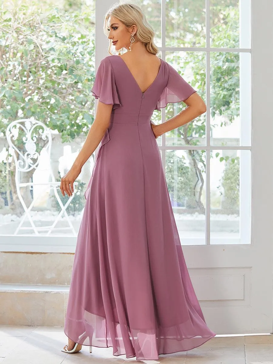 Robe de soirée cocktail volants en mousseline glamour