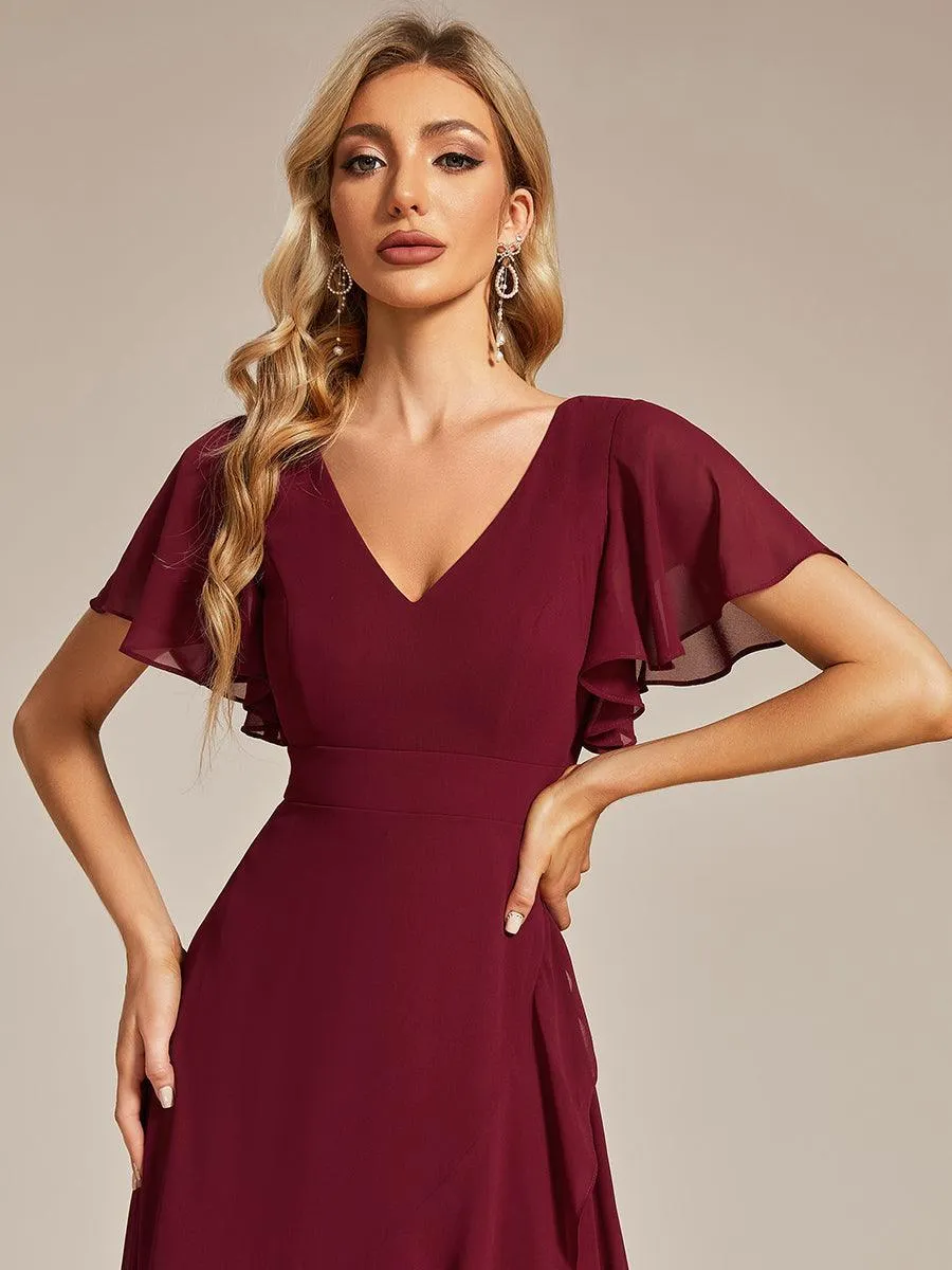 Robe de soirée cocktail volants en mousseline glamour