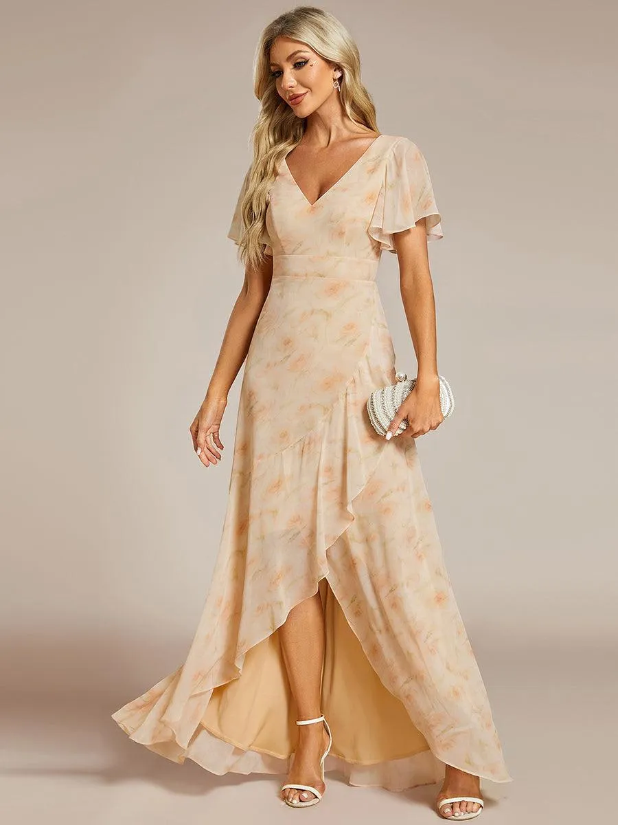 Robe de soirée cocktail volants en mousseline glamour