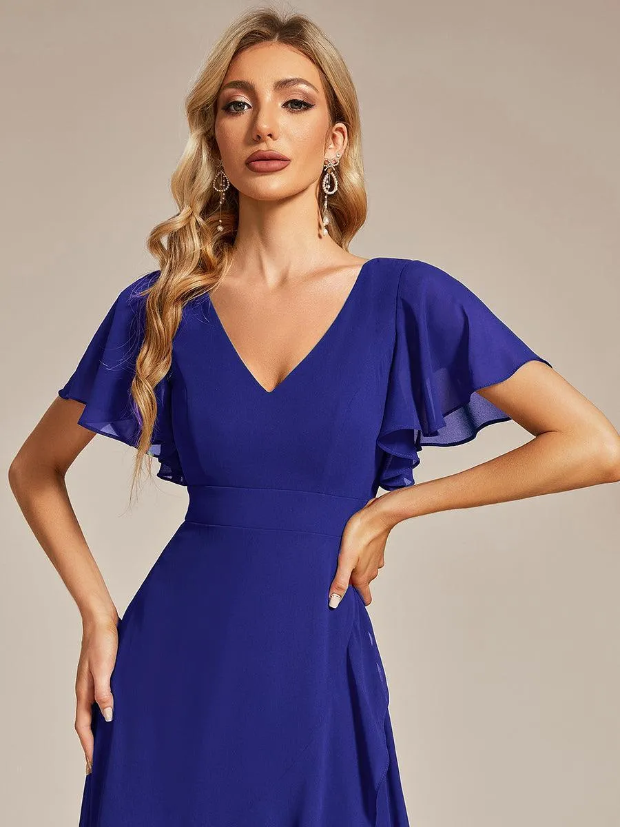 Robe de soirée cocktail volants en mousseline glamour