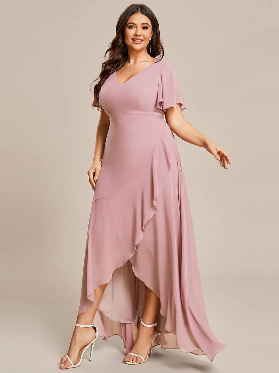 Robe de soirée cocktail volants en mousseline glamour