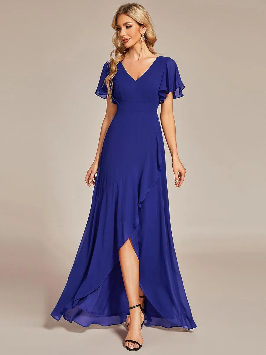 Robe de soirée cocktail volants en mousseline glamour