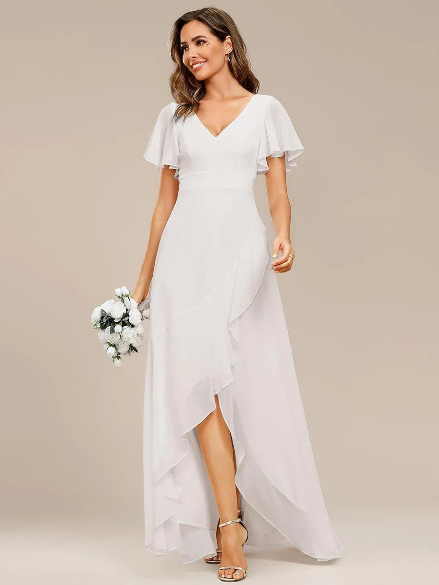 Robe de soirée cocktail volants en mousseline glamour