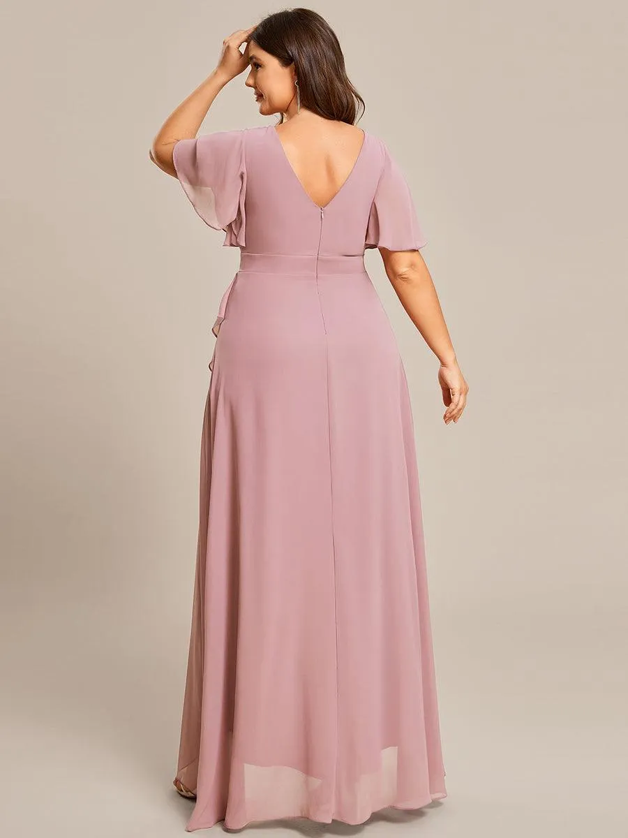 Robe de soirée cocktail volants en mousseline glamour