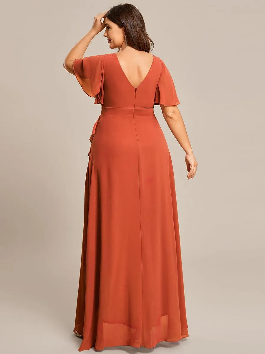 Robe de soirée cocktail volants en mousseline glamour