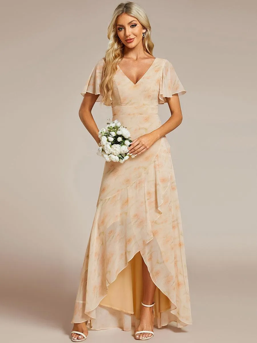 Robe de soirée cocktail volants en mousseline glamour