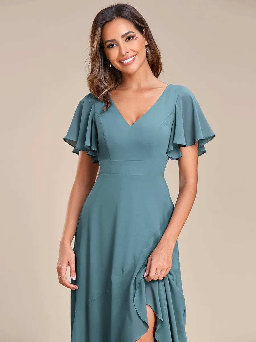 Robe de soirée cocktail volants en mousseline glamour