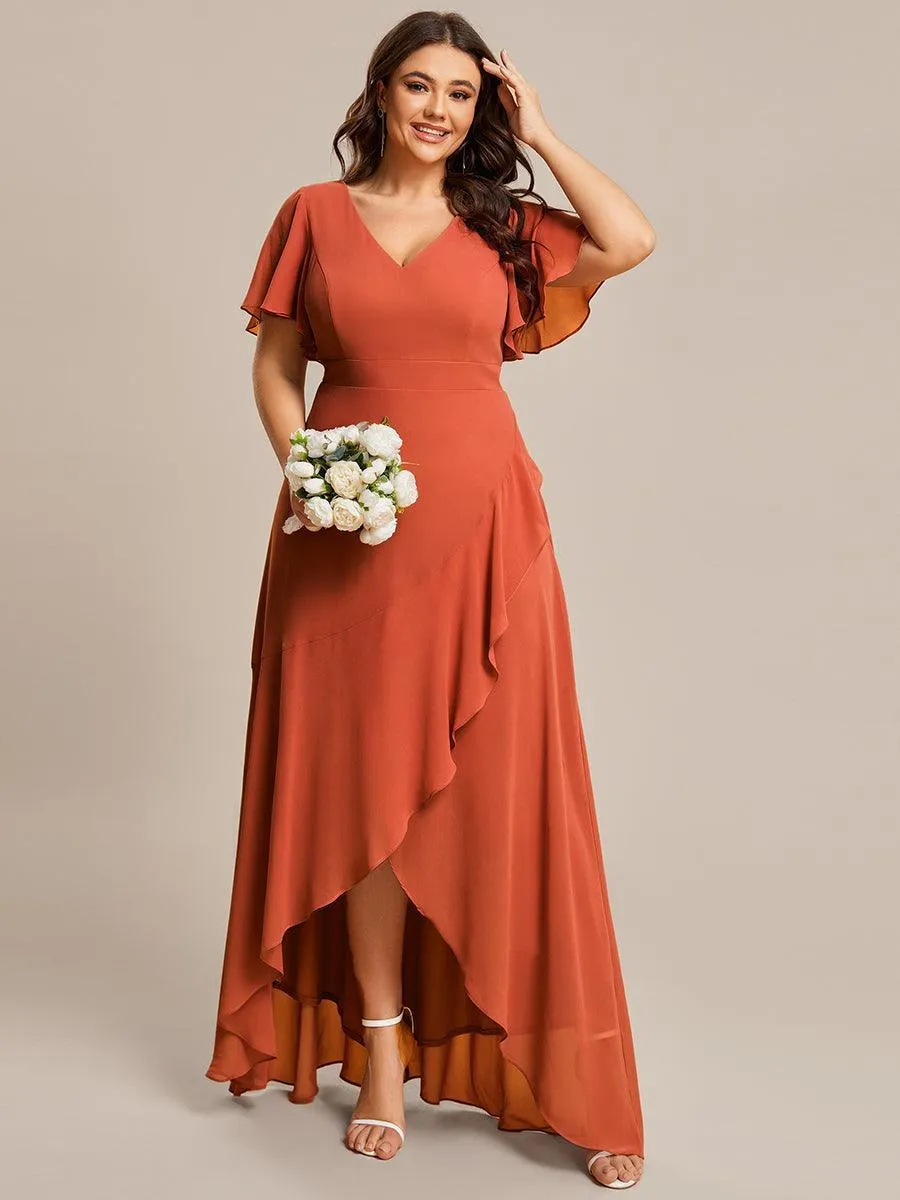 Robe de soirée cocktail volants en mousseline glamour