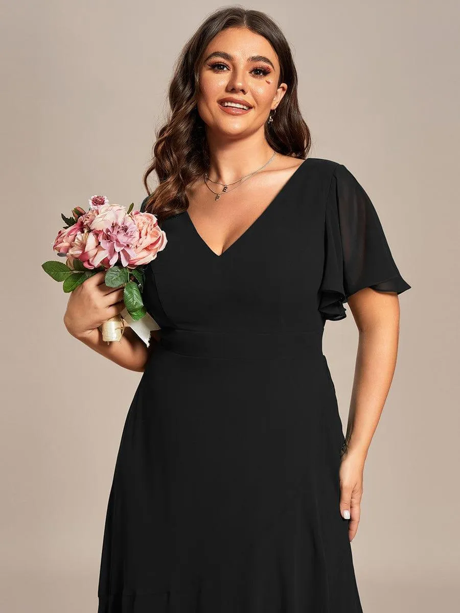 Robe de soirée cocktail volants en mousseline glamour