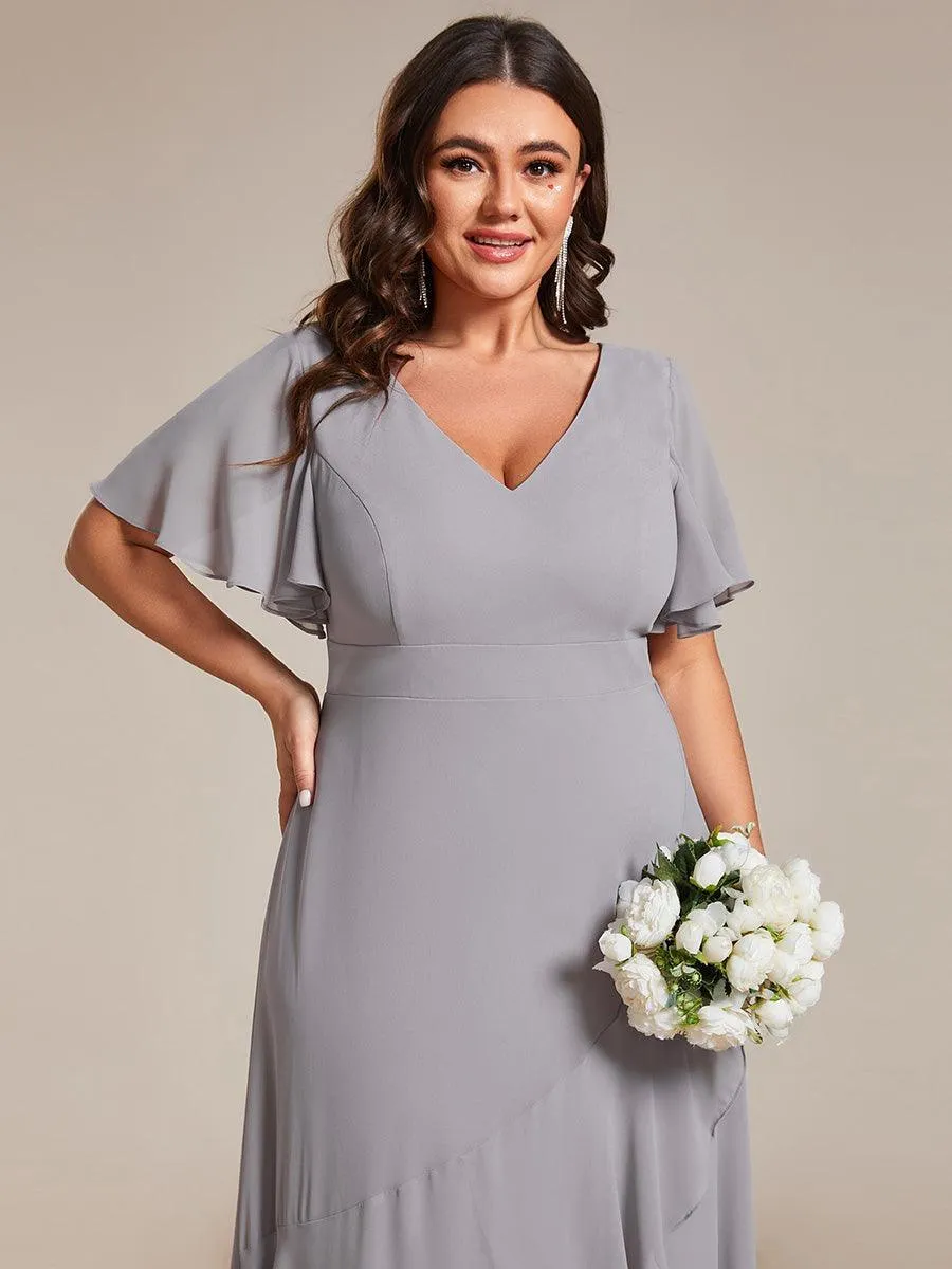 Robe de soirée cocktail volants en mousseline glamour