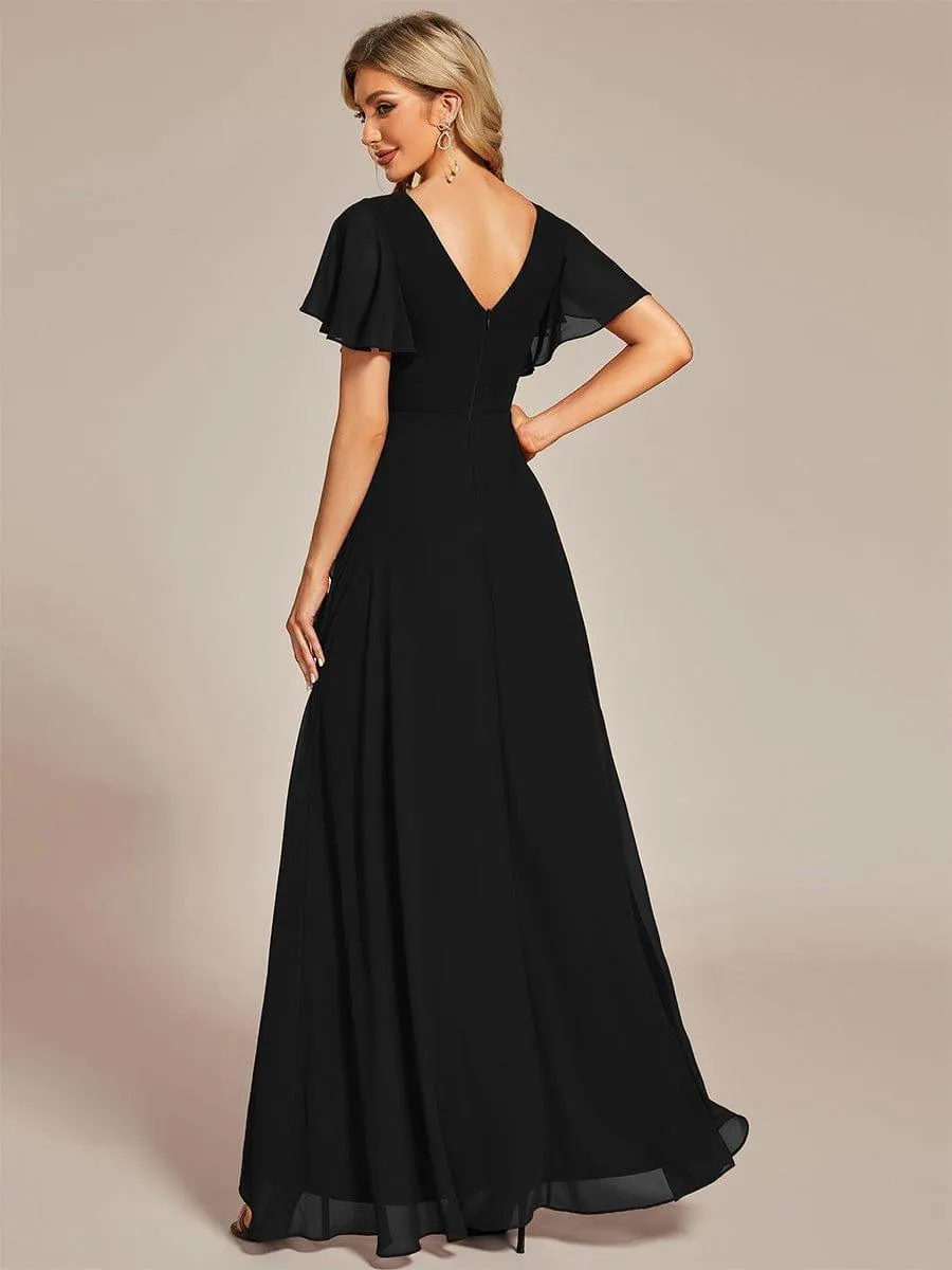 Robe de soirée cocktail volants en mousseline glamour